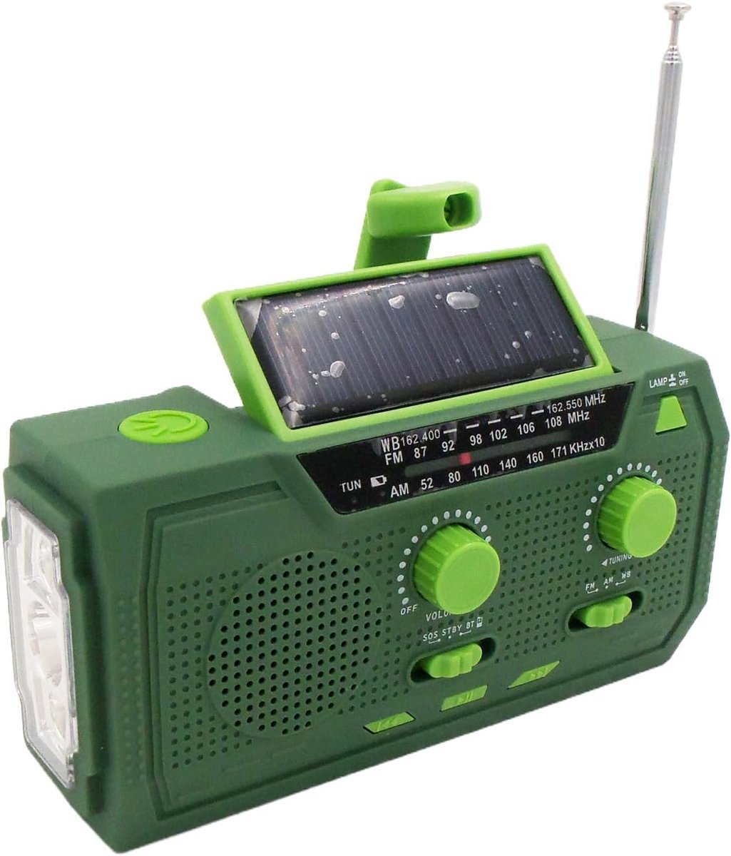 Zonne-energieradio - Noodradio Zaklamp - Kamperen Buiten - Meerdere Laadopties - 14.5 x 7.3 x 5.5 cm