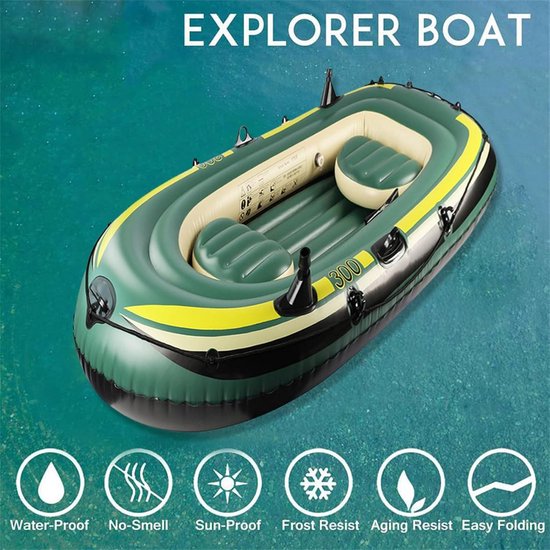 Opblaasbare Kajakboot - Roeiboot Vlot - Watersport Vissen - Zware Kwaliteit PVC - 230x130x35cm — afbeelding 5