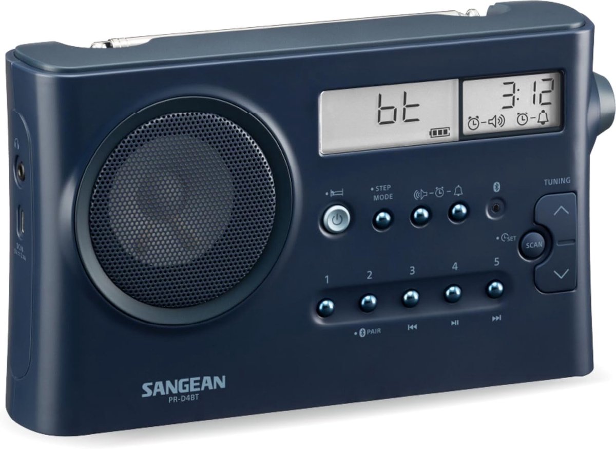Draagbare Radio - AM FM Ontvanger - Buitenluisteren Muziek - Automatische Zenderoptimalisatie - 13 x 10 x 14 cm - Donkerblauw