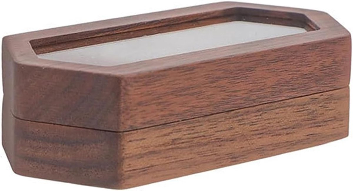 Houten Ringdoos - Trouwringhouder - Bruiloft Ceremonie - Natuurlijk Hout - 10x5x2.8cm