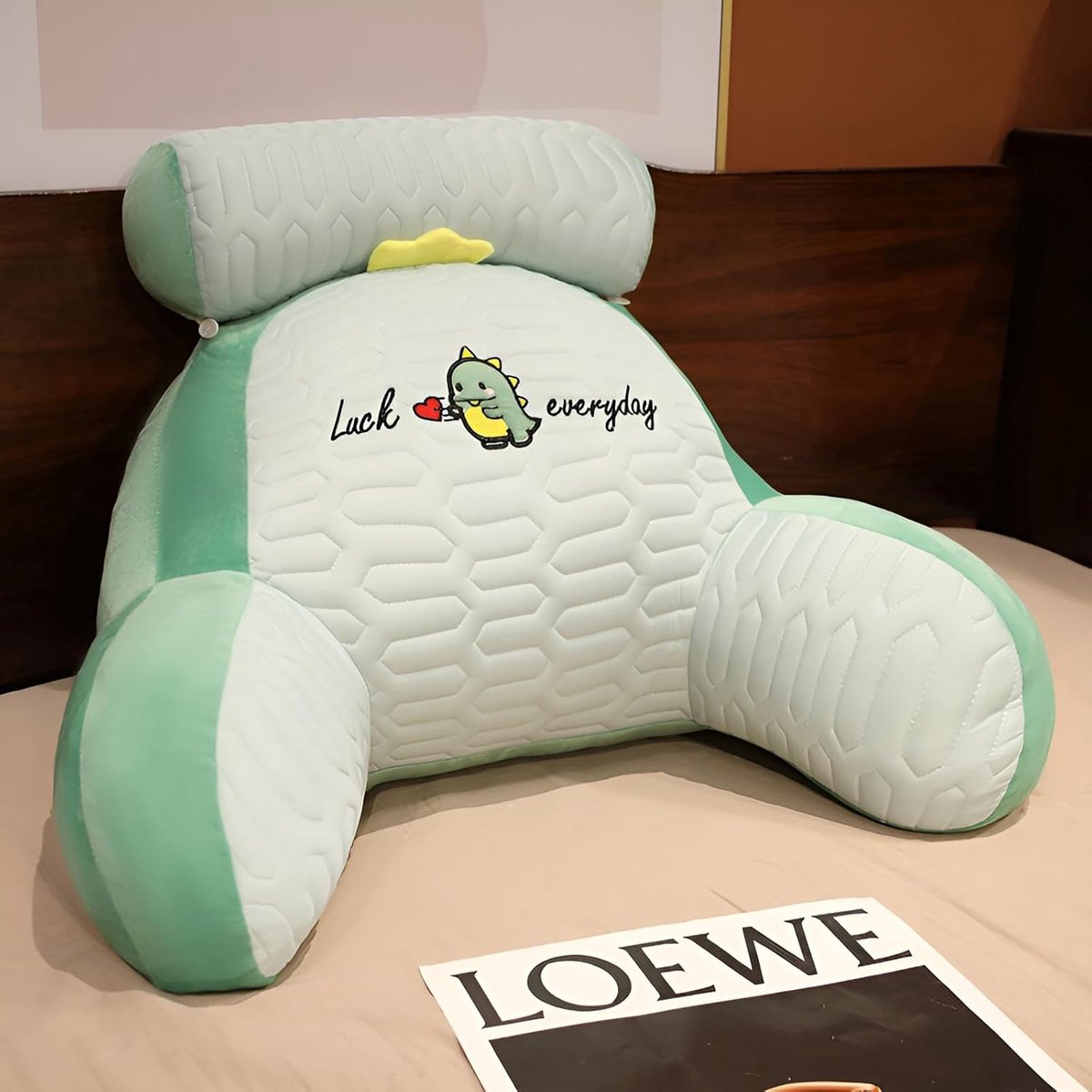 Leeskussen - Rugsteun Bed - Ontspannen Lezen - Verwijderbare Hoes - 80 x 60 cm - Groen