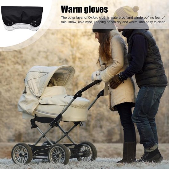 Kinderwagenhandschoenen - Wanten voor kinderwagen - Warmte voor handen - Extra dikke voering - 24x24x4 cm - zwart van Merkloos — afbeelding 2