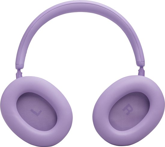 Paarse JBL koptelefoon met de 'R' van rechts op de oorschelp gedrukt.