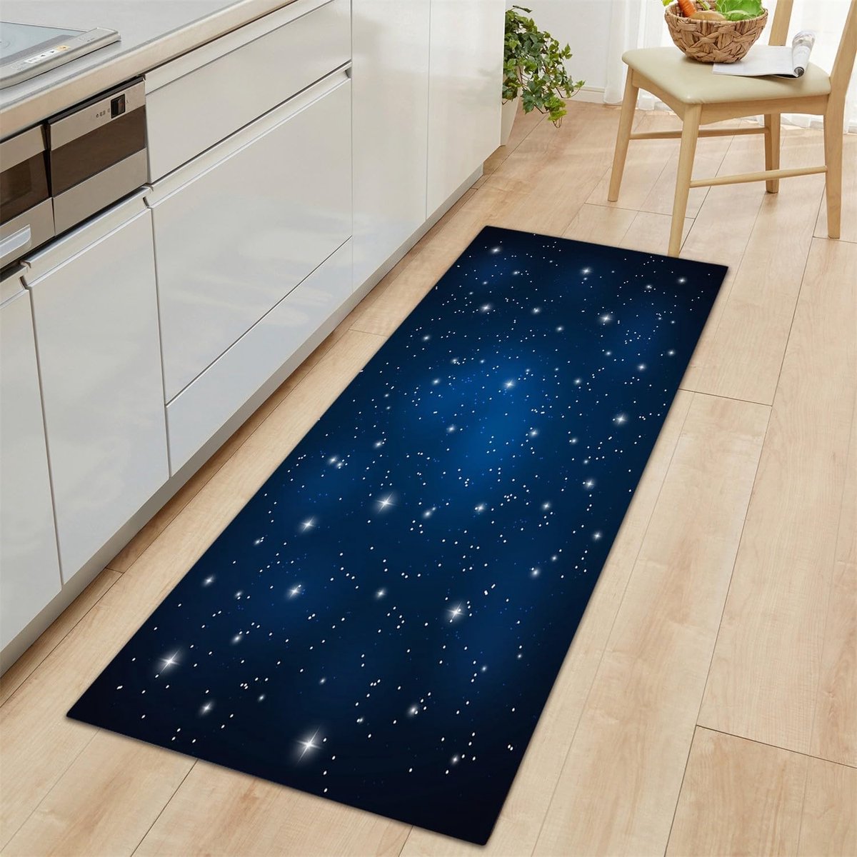 Keukenmat - Vloermat Loper - Keuken Antislip - Zacht Microvezel - 60 x 120 cm - Blauw