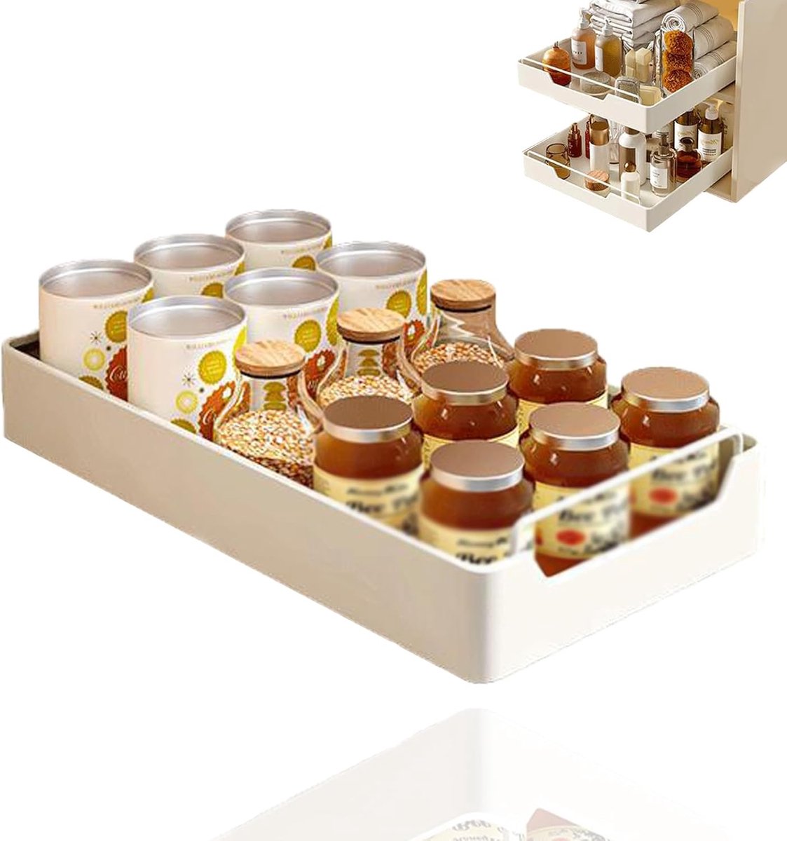 Kast Organizer - Uittrekbare Laden - Keuken Opbergen - Snelle Installatie - 25 cm Breed - Wit