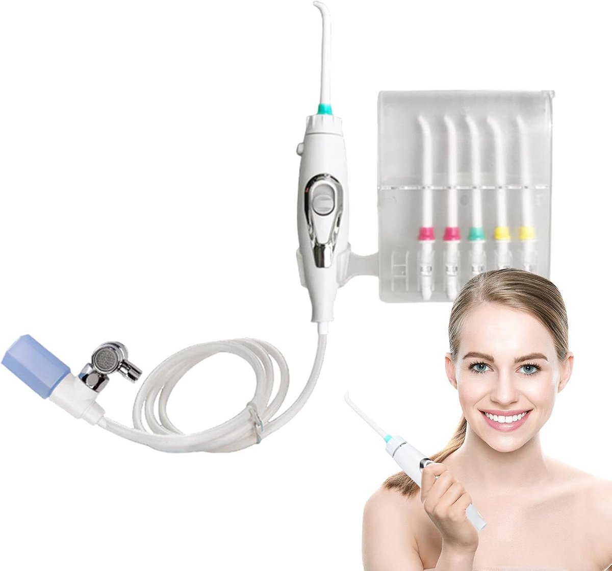 Orale Kraan Irrigator - Waterflosser Monddouche - Dagelijkse Mondverzorging - Niet-elektrisch Werking - 6 Sproeiers