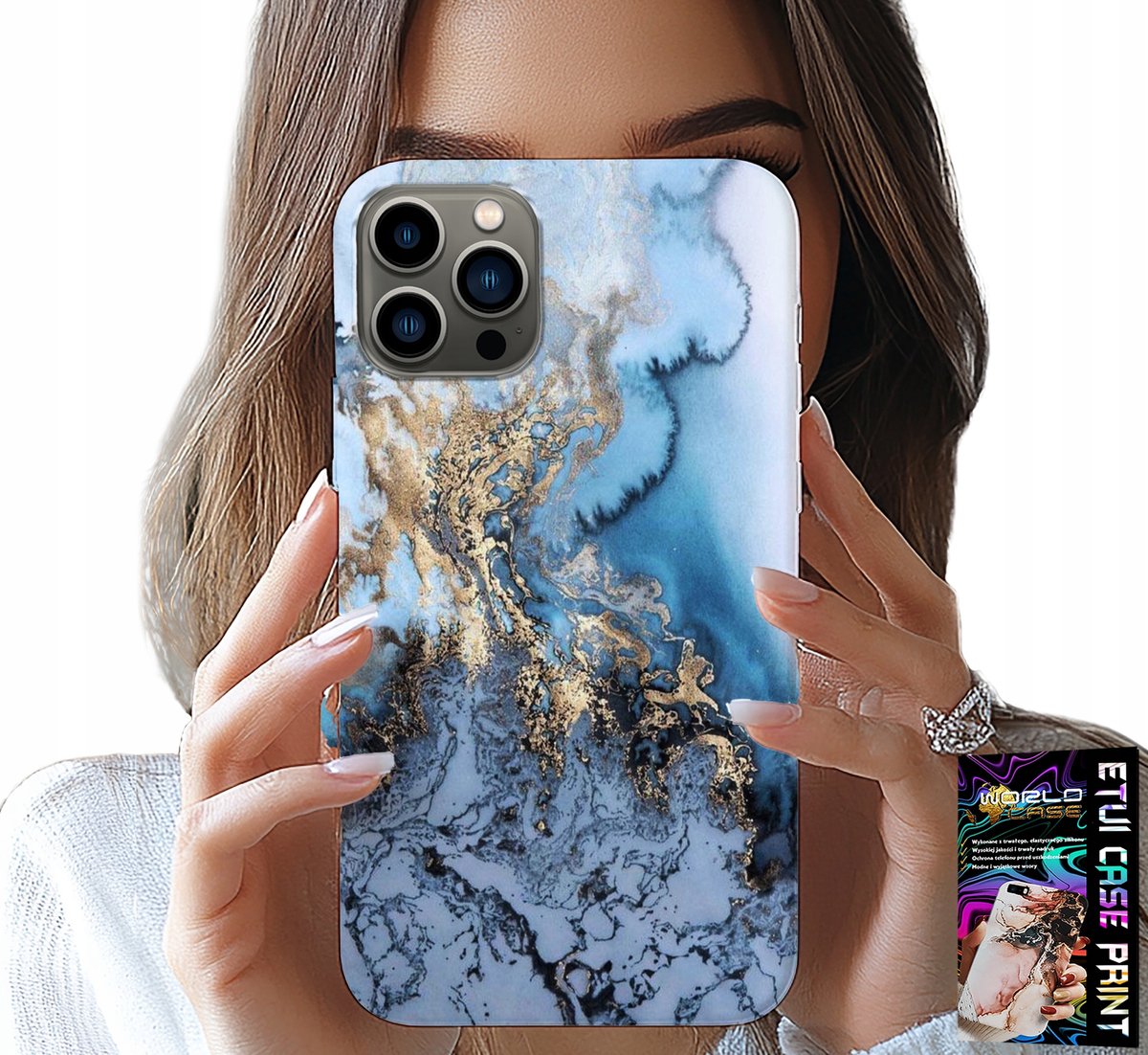 HOESJE VOOR IPHONE 13 PRO MAX - MARMER, MARMERPATRONEN VOOR DAMES + GLAS