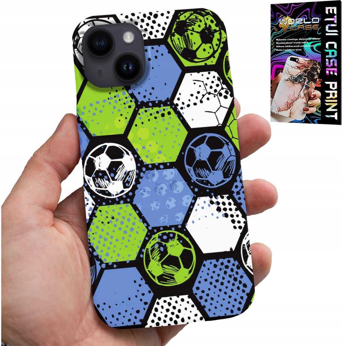 iPhone 14 Plus hoesje - Voetbal achtergrondpatroon