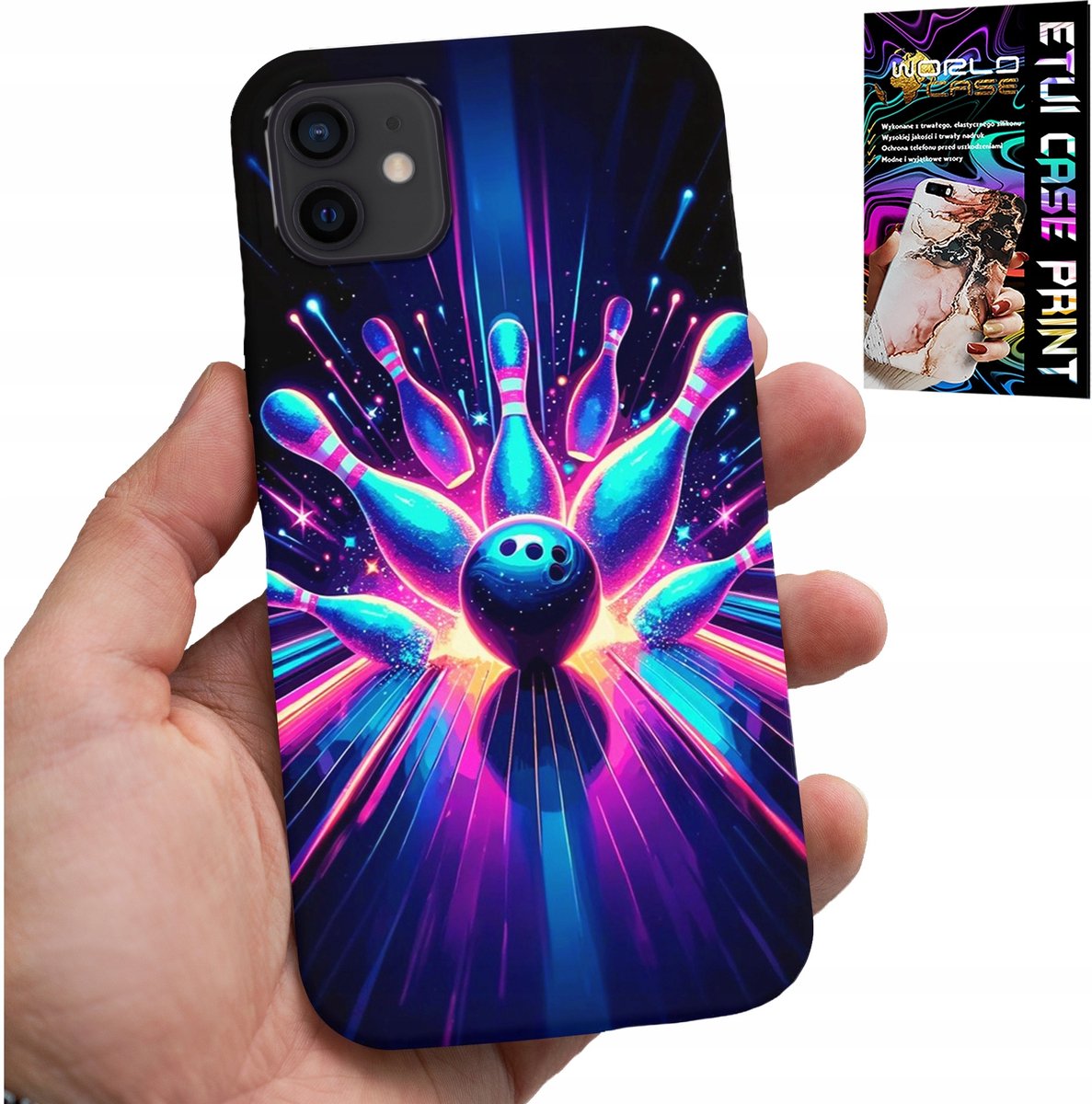 HOESJE VOOR IPHONE 12 MINI - BOWLING STRIKE COVER, ACHTERKANT