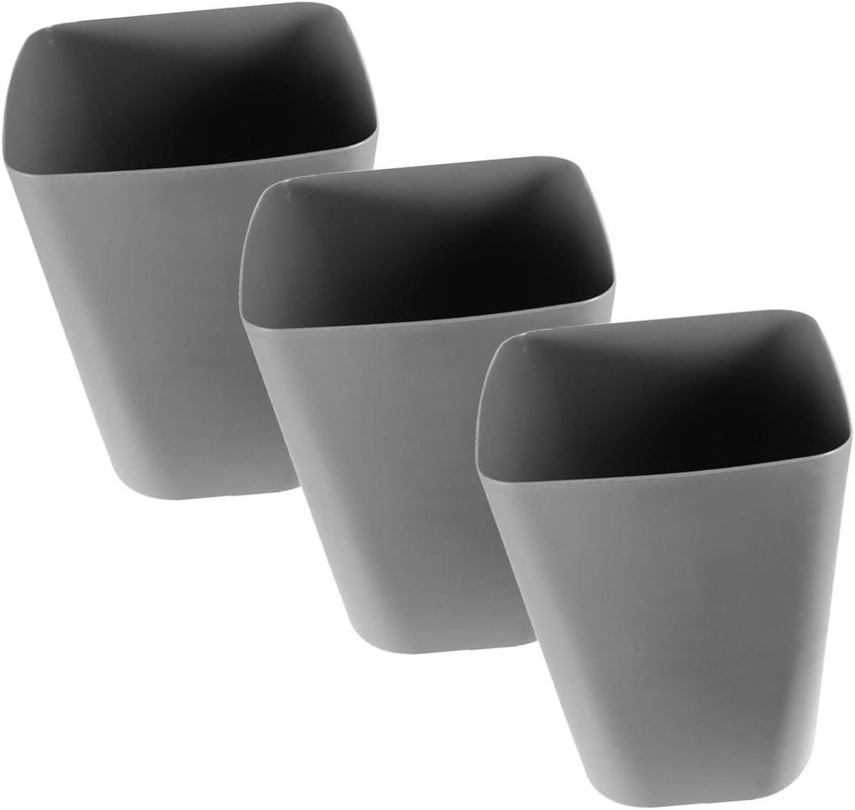 Prullenbak Set - Vuilnisbakken Emmer - Thuis Kantoor - Grote Opening - 23x20x20cm - Grijs