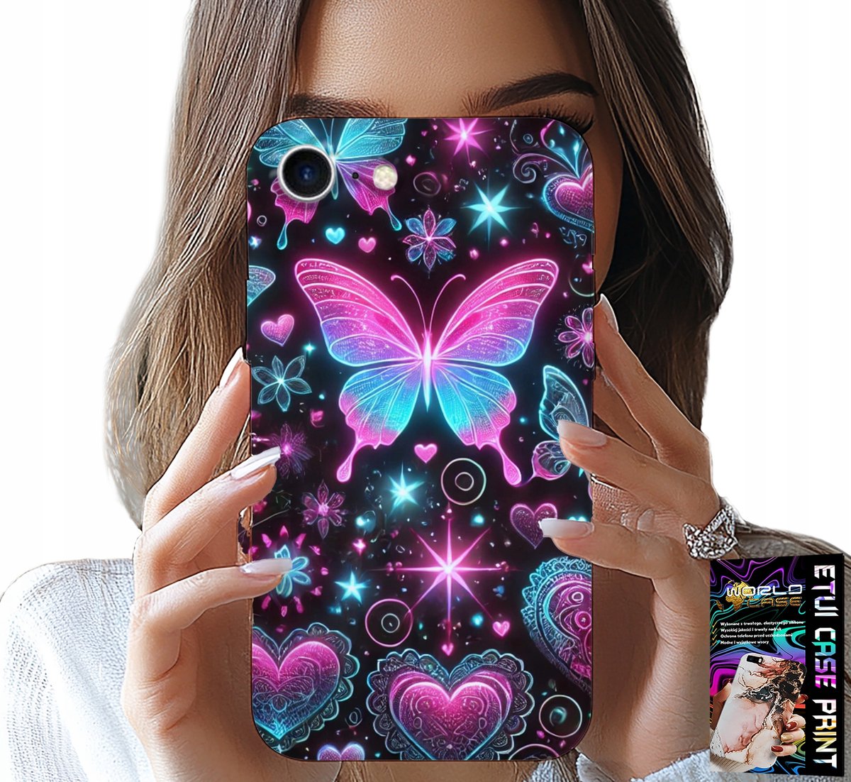 HOESJE VOOR IPHONE 7 / 8 / SE2 - KLEURRIJK VLINDER-HARTMODEL