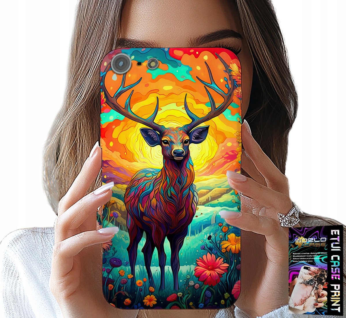 HOESJE VOOR IPHONE 5 / 5S / 5C - KLEURRIJKE PATRONEN: HERT, ELAND, BOSDIEREN
