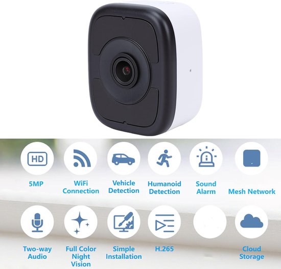 Raam Beveiligingscamera - Binnen Camera - Thuis Beveiliging - Kleur Nachtzicht - 11x10x4 cm - Wit — afbeelding 2