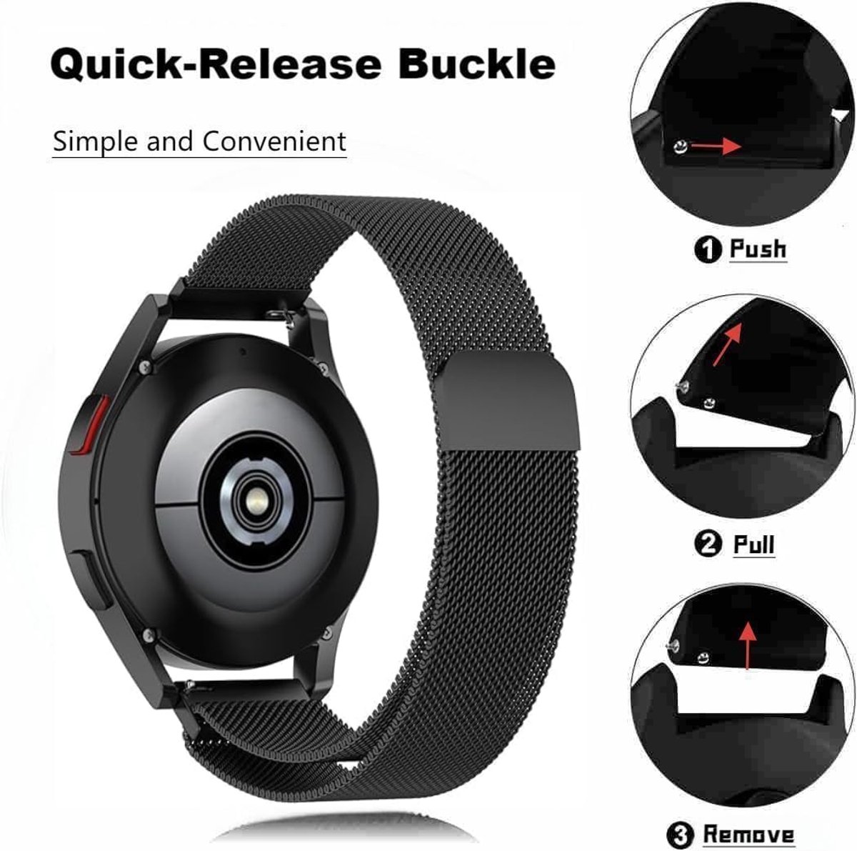 Reservearmband Smartwatch - Verstelbare Band - Dagelijks Gebruik - Magnetische Sluiting - 22 mm Breed
