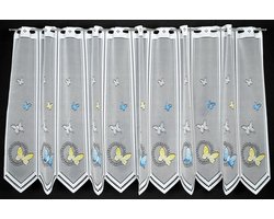 Vitrage Vlinders - Raambekleding Decoratie - Venster Aankleding - Op Maat Te Knippen - 60cm Hoog - Wit Blauw Geel
