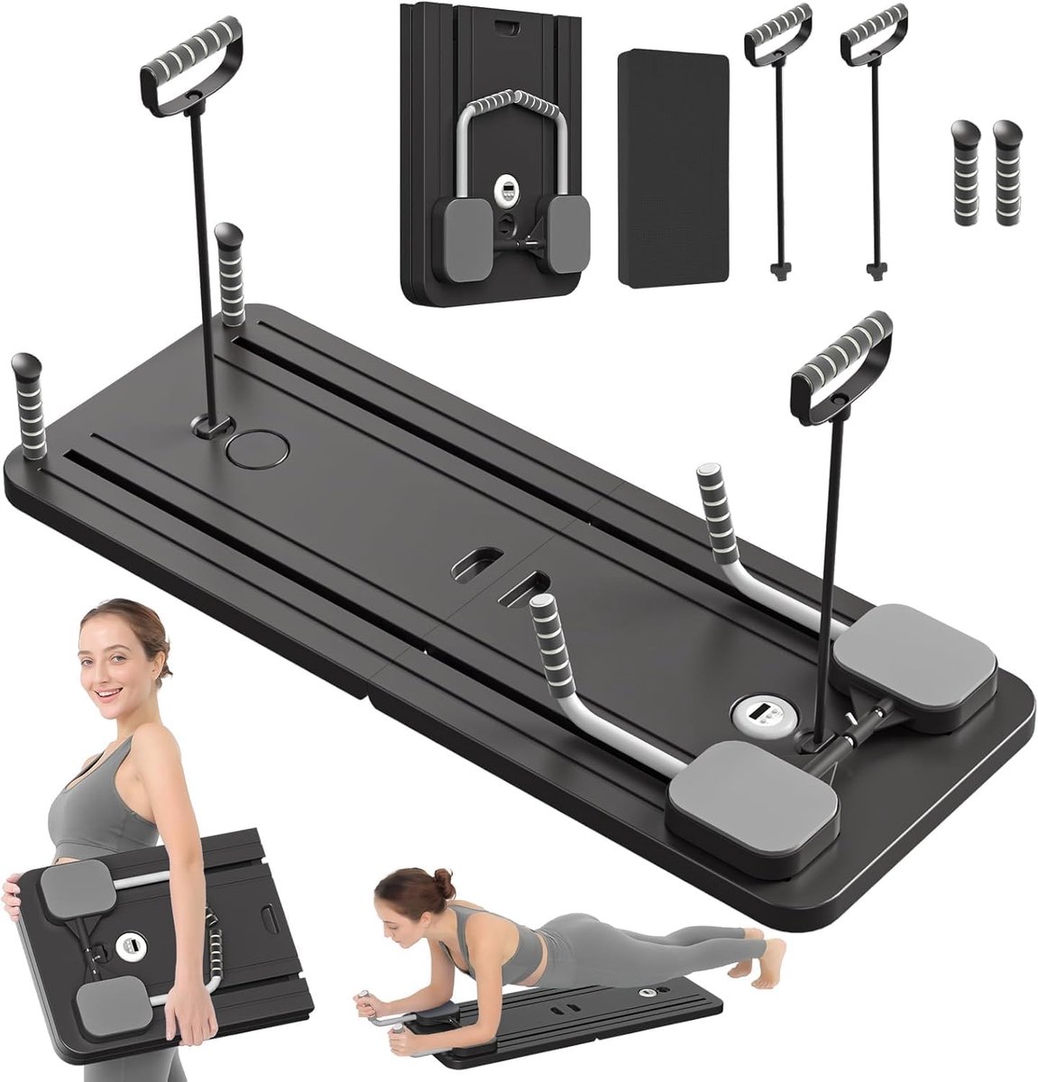 Pilates Trainer - Thuisgym Apparaat - Full Body Workout - Opvouwbaar Compact Ontwerp - 42X55X12 cm - Zwart