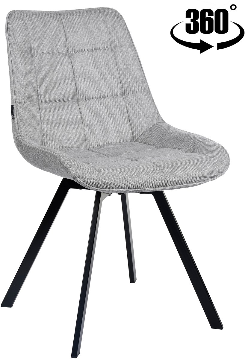 ExitoDesign LAPO - Draaibare Gestoffeerde Stoel - Stof Grijs - Metalen Poten - 360° Mechanisme