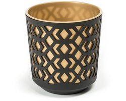 HowHomely Etnic - Bloempot - Zwart - Goud - Ø19xh20 cm