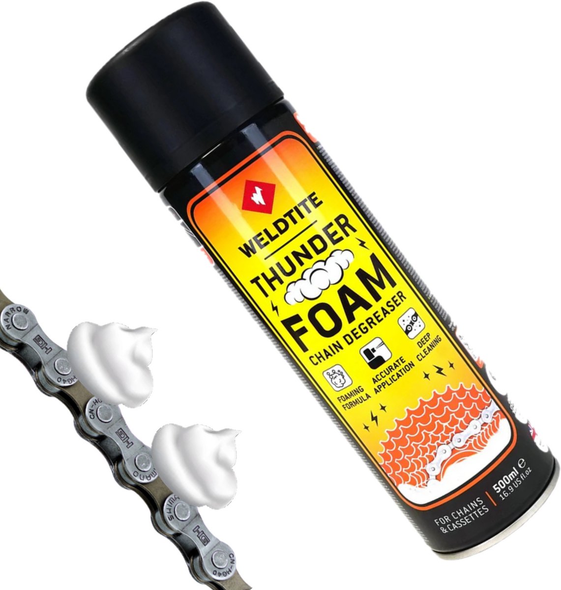 Weldtite Thunder Foam - Kettingreiniger - 500ml - Citrusgeur - Diepe Reiniging