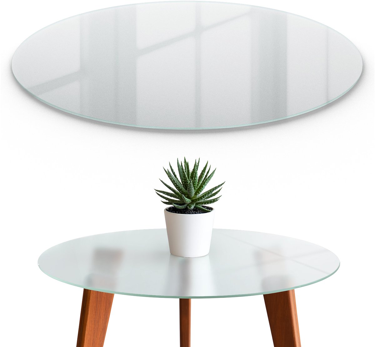 Wallfluent Tafelblad Mat Glas - Bevroren Glas-Effect Tafelblad - fi70 cm - Rond Tafelblad 
