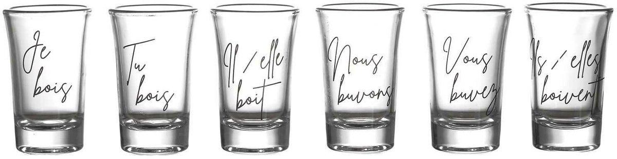HowHomely Verres - Shotglas Set - 6 Stuks - Frans Design