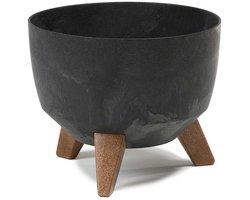 HowHomely Rosa Serie - Bloempot - Zwart Beton - 24x15 cm - Inclusief Poten