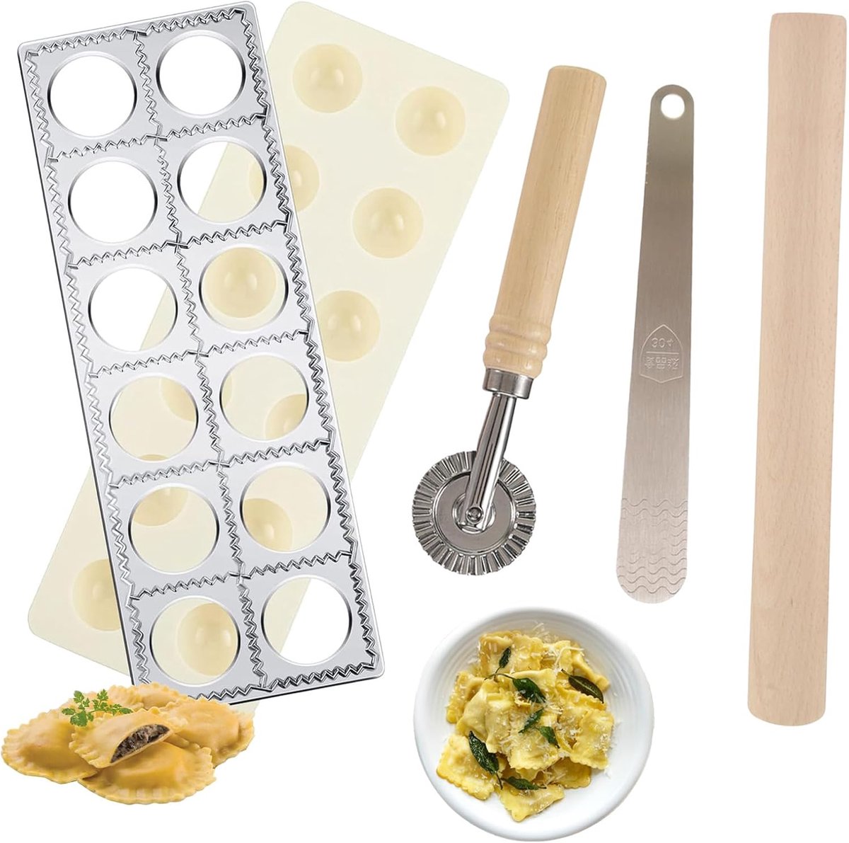 Ravioli Vormer - Knoedel Maker - Zelf Pasta Maken - 12 Gaten Vorm - 4 Stuks Set