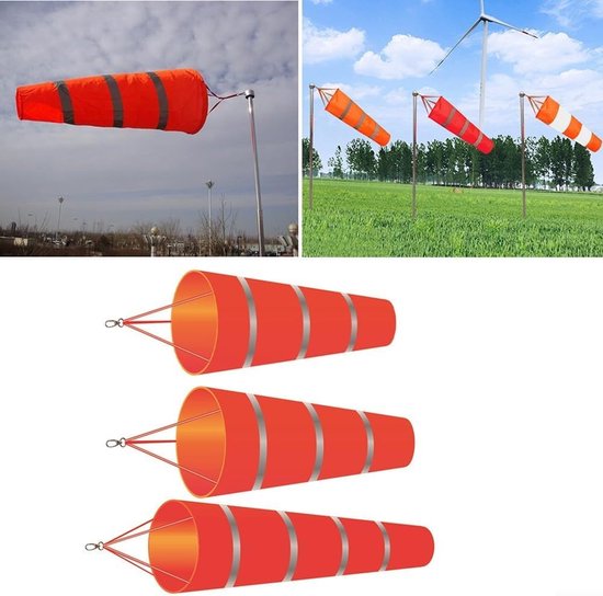 Windzak - Windmeter - Windrichting meten - Reflecterende strepen - 60-100cm - Rood — afbeelding 5