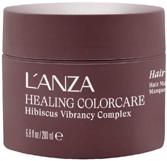 Bruine pot L'ANZA Healing Colorcare Hibiscus Vibrancy Complex haarmasker 200 ml.