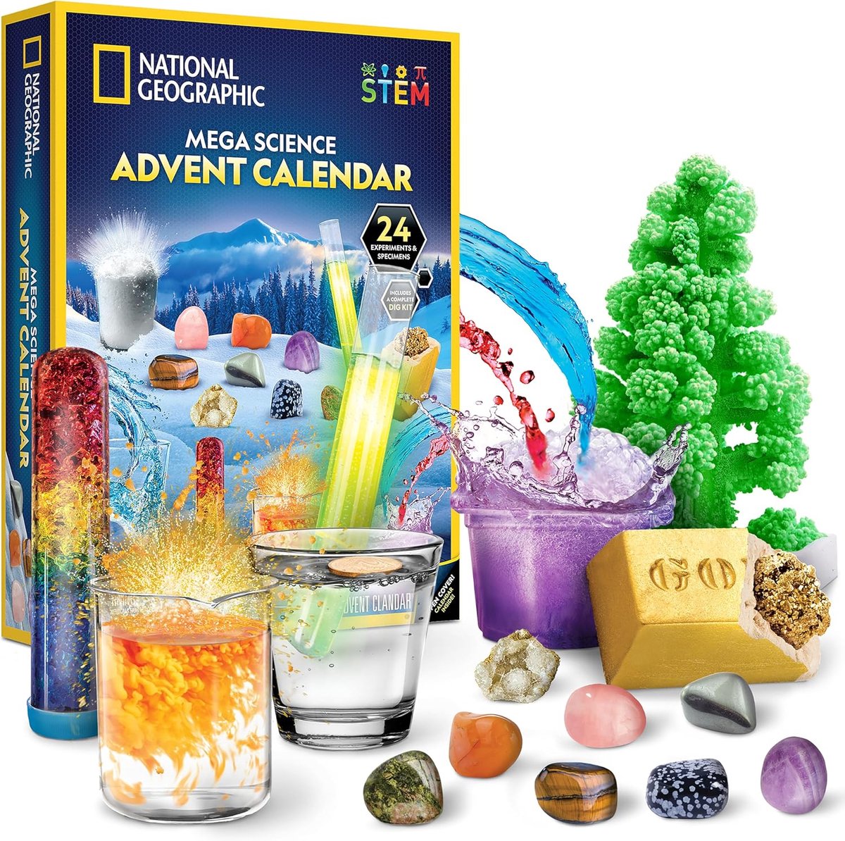 NATIONAL GEOGRAPHIC 2026 Science Kit Adventkalender – Gemstones - STEM speelgoed - Vanaf 8 jaar - Engelstalig