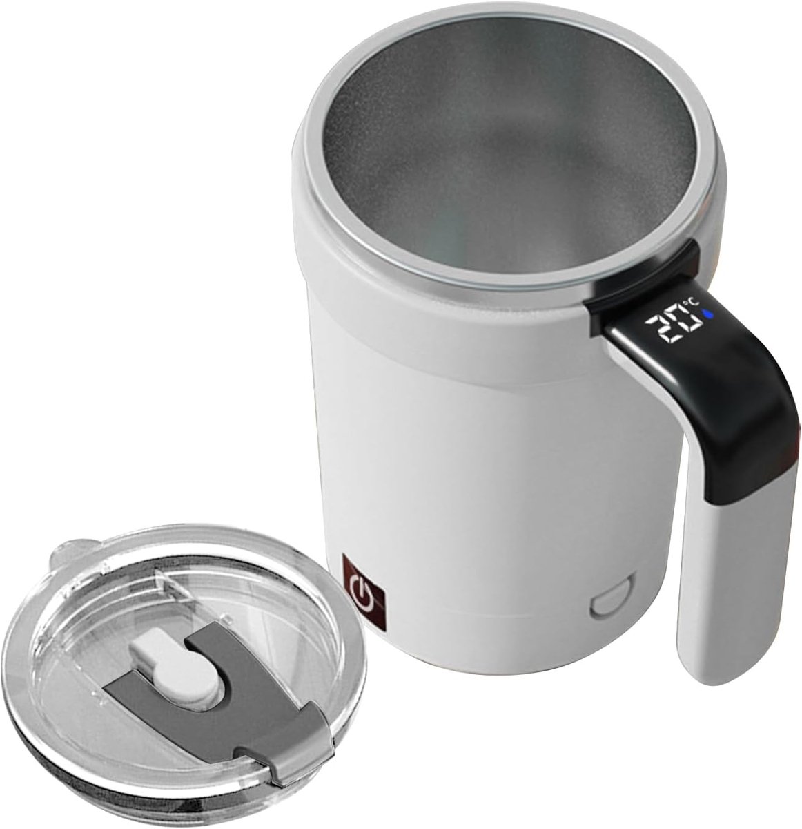Zelfroerende Beker - Magnetische Mok - Dranken Mixen - Temperatuurweergave - 380 ml - Zwart