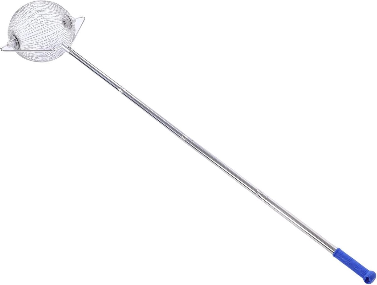 Notenverzamelaar - Fruitplukker Kiezer - Noten Verzamelen - Roestvrijstalen Constructie - 146 cm - Zilver
