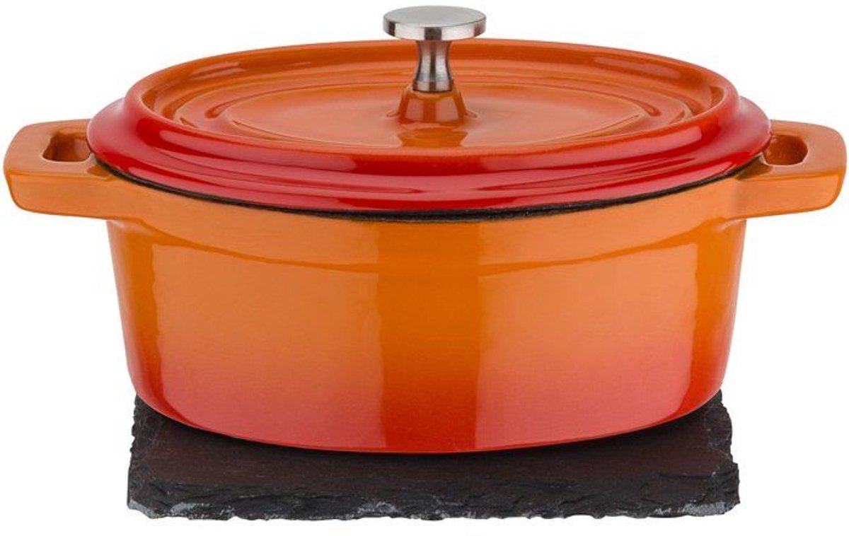 Mini ovenschaal - GSW - 718356 - Massief gietijzer - Geschikt voor inductie - Oranje