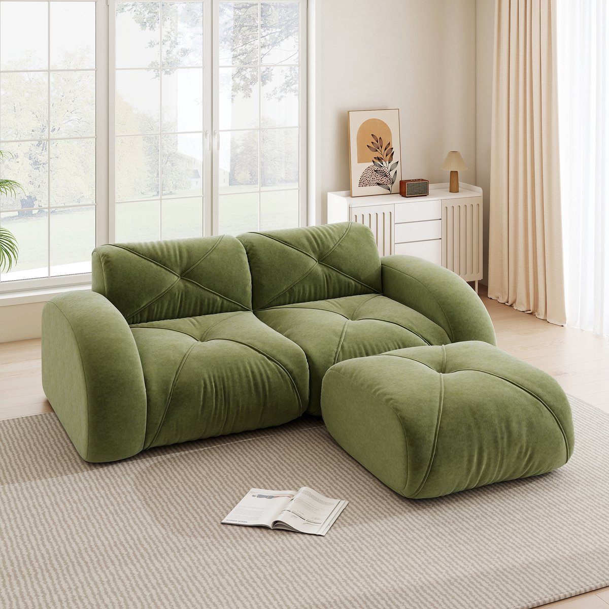HAUSS SPOLE Bank - Modulaire 2-Zits Met Hocker - Flexibele Lounge Voor Woonkamer - Zacht C