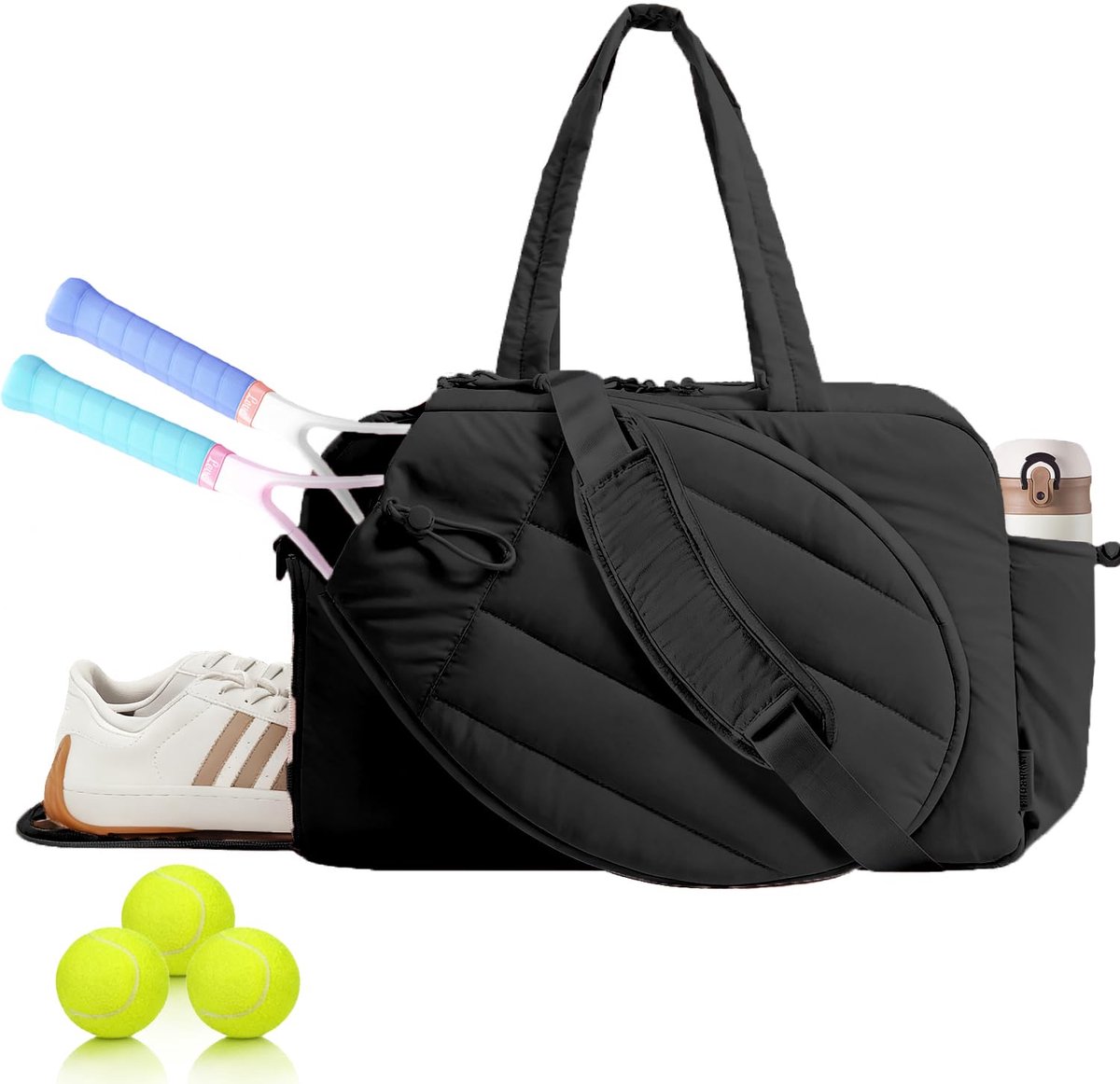 Geweo Tennistas - Eén Schouder -Tenniszak - Sporttas - Badminton - Dames - 48 x 19 x 31 cm - Geschikt voor picklebal en tennis - zwart