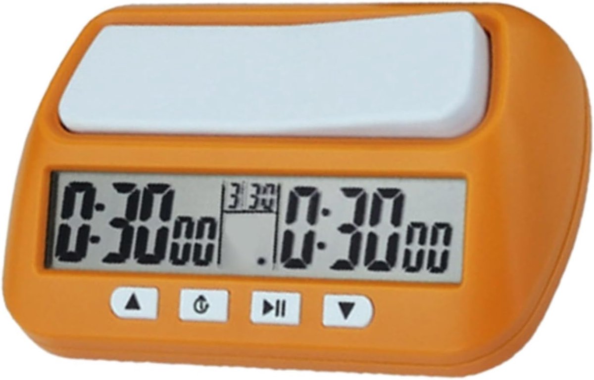 Schaakklok Set - Digitale Timer - Spel Tijdmeting - Bonus En Vertraging - 14cm Breed - Zwart Geel