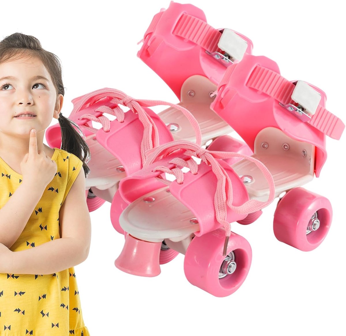 Verstelbare Rolschaatsen Kinder Rolschaatsen Buiten Spelen Eenvoudig Verstelbaar Roze