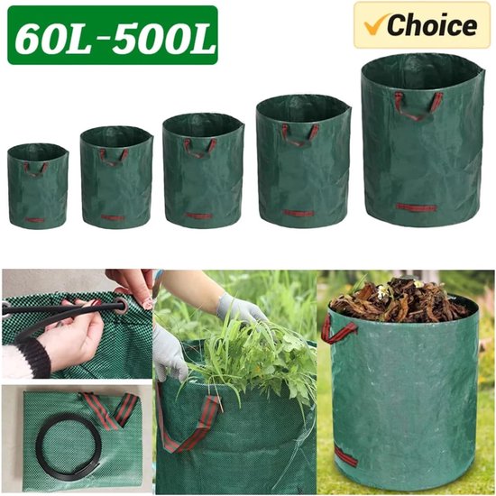 Tuinafvalbak - Herbruikbare zak - Bladeren verzamelen - Opvouwbaar en waterdicht - 60 liter inhoud - Groen van Merkloos	 — afbeelding 5