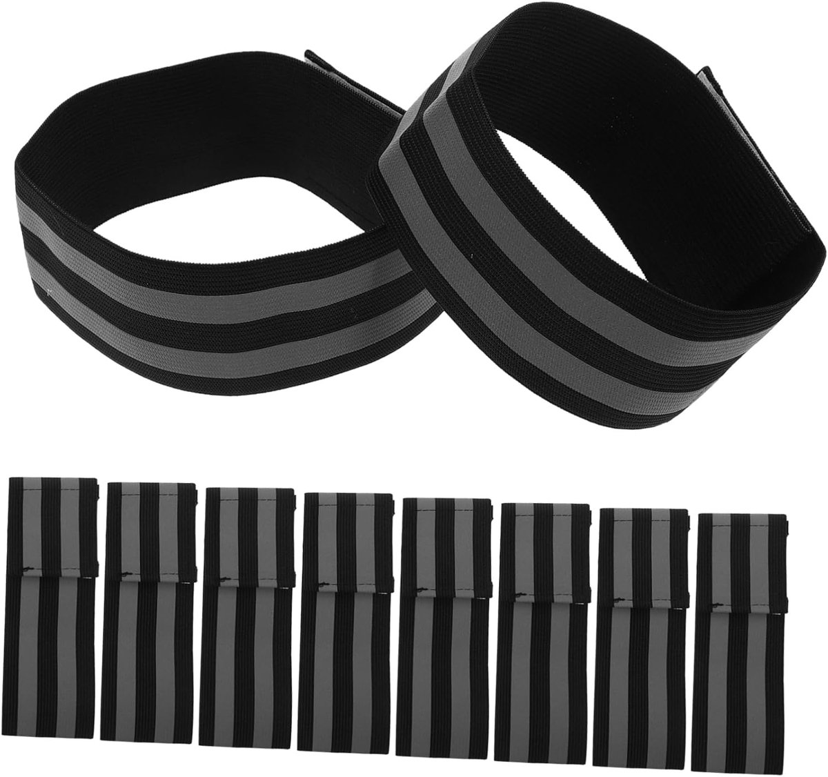 Reflecterende Hardloopbanden - Veiligheidsbanden Armbanden - Nachtelijk Sporten - Verstelbaar Elastisch Materiaal - 14.3 x 5 cm - Zwart