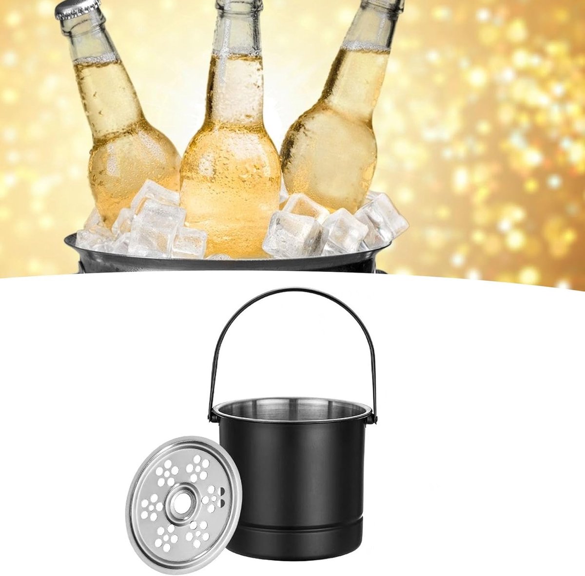 Professionele Ijsemmer - Roestvrij Staal - Cocktail Bar - Met Waterfilter - 1 Liter Capaciteit - Zwart