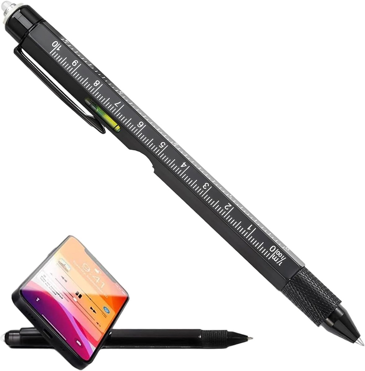 Multitool Pen - 9-in-1 Gereedschap - Werk en Buiten - Geïntegreerde LED - 16.5 cm Lengte - Zwart