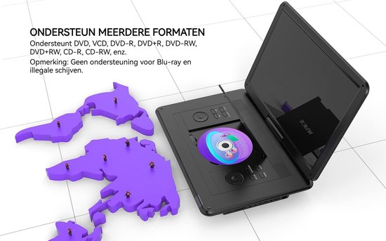 17,5" draagbare dvd speler - 15,6" HD Groot Graaibaar Scherm - voor in de auto - 4-6 Uur Speeltijd met Batterij - Geheugen-Afspeelfunctie - Ondersteuning USB/TF-kaart [Blu-ray niet Ondersteund] van Boifun — afbeelding 3