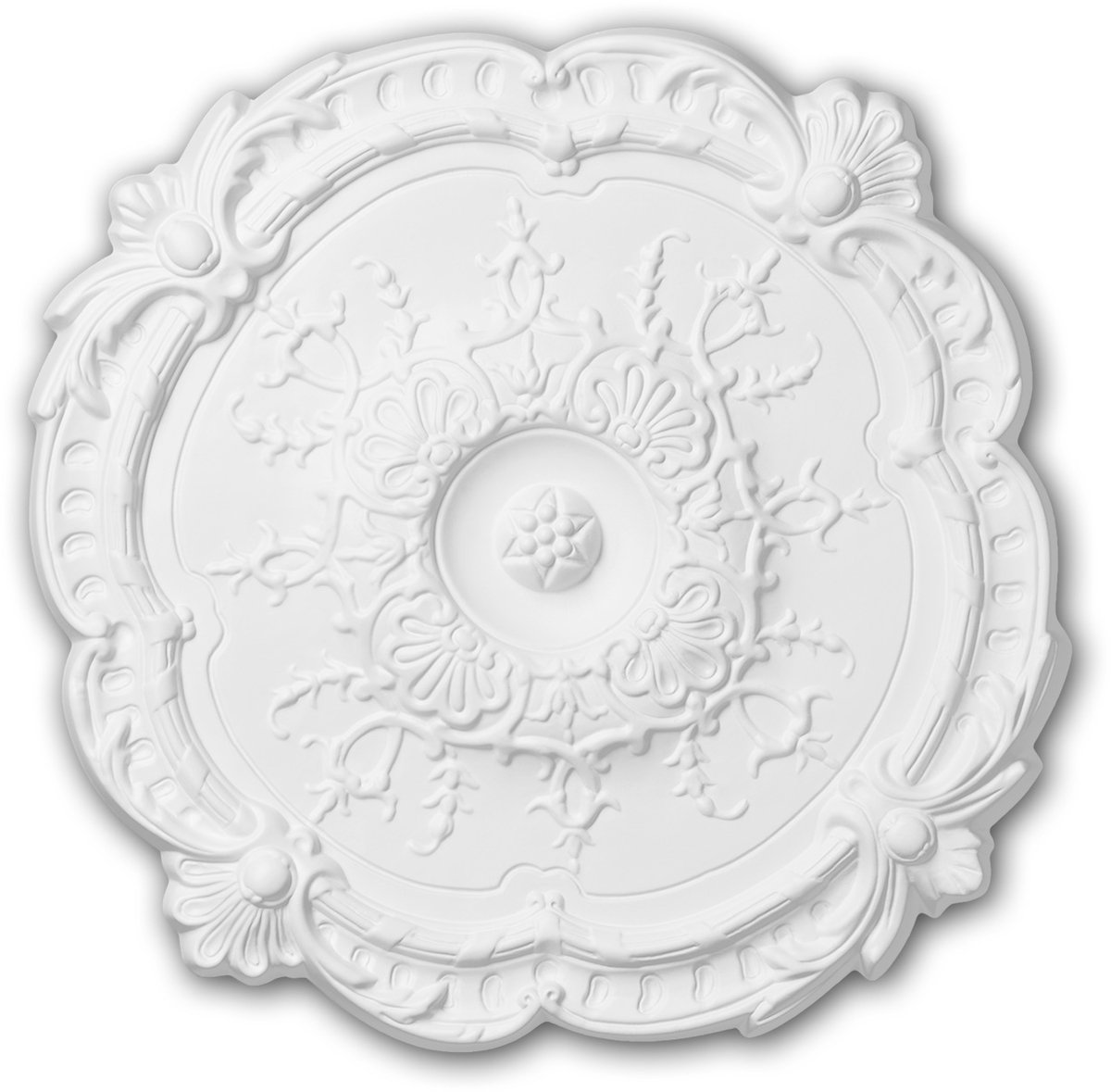 Plafond Rozet 156027 Profhome Sierelement plafond centrum rococo barok stijl wit Ø 38,3 cm