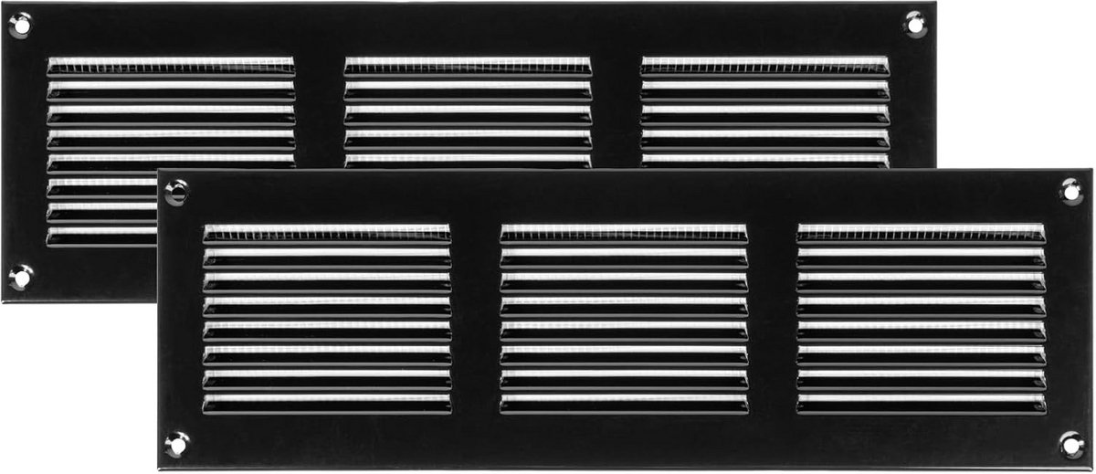 Ventilatiesleuven afdekkingen 30 x 10 cm - Zwart metalen luchtrooster met ongediertebescherming