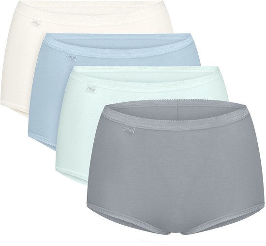 Sloggi Women Basic+ Maxi (4-pack) - dames slip - wit - lichtblauw - lichtgroen en grijs