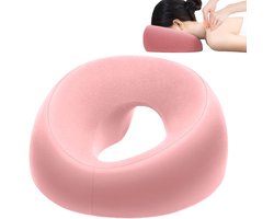 Massagekussen - Gezichtsmassagekussen - Comfortabel nekkussen - Draagbaar reiskussen - Hoofdsteun - Gezichtskussen, geschikt voor schoonheidsverzorging, massagekussen voor gezichtsondersteuning, roze.