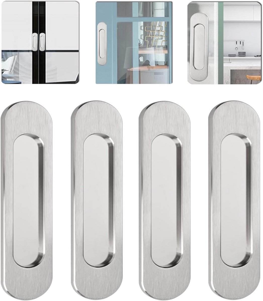 Zelfklevende deur- en meubelgrepen set van 4 – Ovale schuifdeurgrepen van aluminium voor k