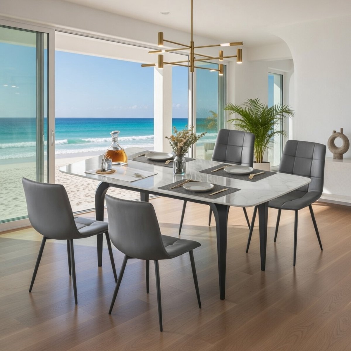Luxe Fluwelen Eetkamerstoelen Set van 4 – Donkergrijs – Comfortabele Gestoffeerde Stoelen met Ergonomische Rugleuning, Metalen Poten, 150 kg Belastbaar – Ideaal voor Eetkamer, Keuken, Woonkamer, Thuis of Kantoor Novihome