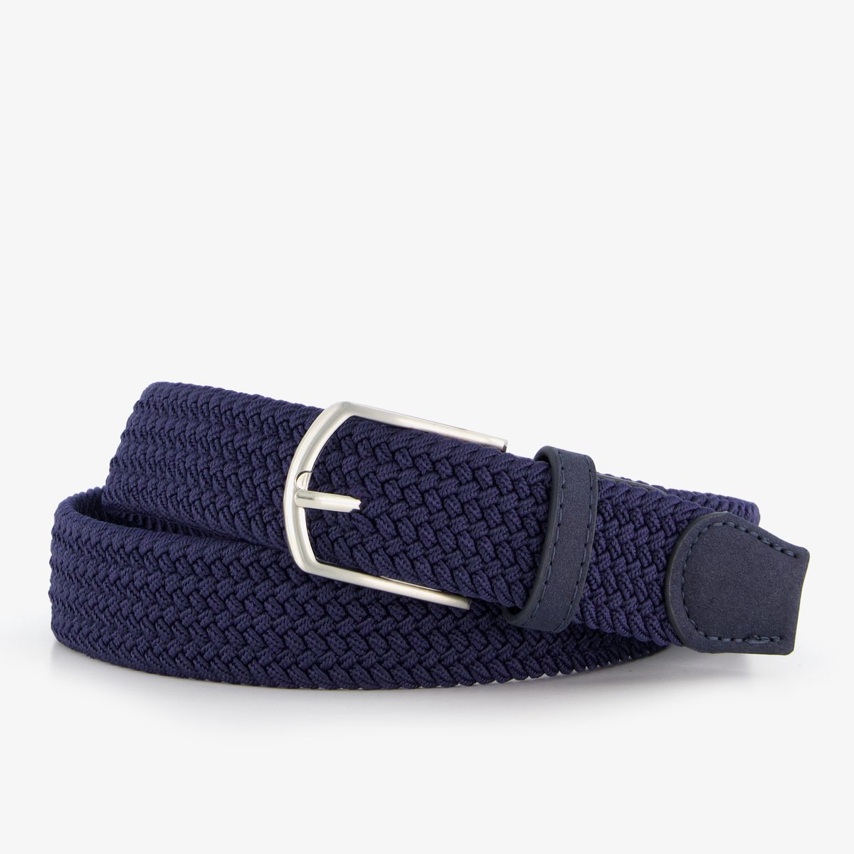 Gevlochten heren riem donkerblauw - Maat 115