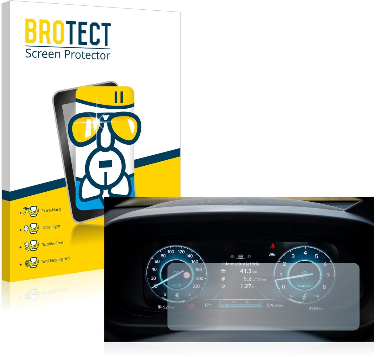 Screenprotector voor Hyundai i20 BC3 2021 Cockpit Beschermglas transparant
